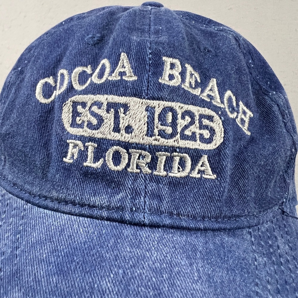ESY Cocoa Beach Florida Hat Mens OSFA Blue Embroidered Dad Cap Souvenir Vintage